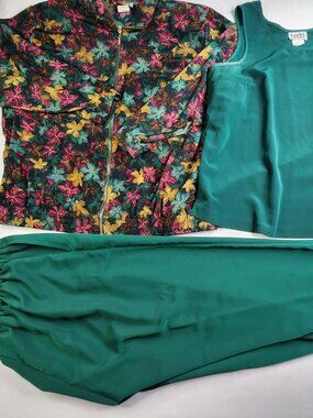 Vintage Flawed Teddi Woman's 1X Sport Soft Green Fall Jacket Pant Track Suit